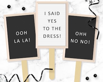 Say YES To The Dress Signs - Letter Board Quote Printable I said Yes Wedding Dress Shopping Paddles - Instant Download Bridal Gown Game