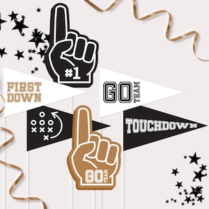 Football Pennant Flags - Printable Go Sports Team Birthday Party Centrepiece Decor - First Year Down Table Prop - Touchdown Party - 0098
