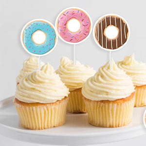 Pastel Donut Party Cupcake Toppers - Printable Donut Birthday Party Food Picks - Donut Decor - Instant Download - 0015