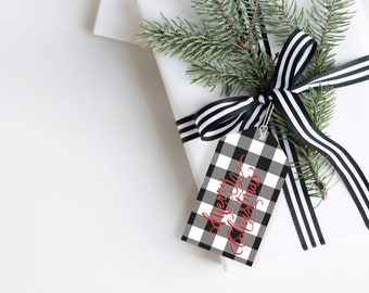 Buffalo Plaid Tag - Rustic Christmas Gift Tags - Printable Favour Tags - Christmas Party Decor - Instant Download - RWC1