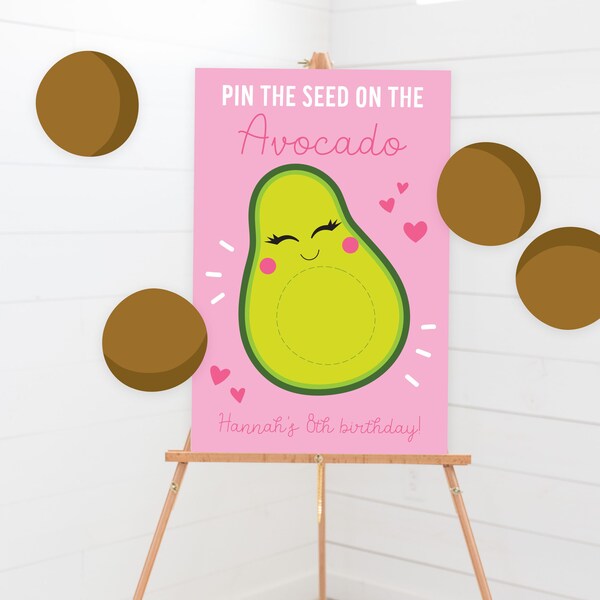 Pin The Seed On The Avocado Game - Printable Pin The Tail Fiesta Birthday Party Game - Custom Holy Guacamole Activity Party Sign - 0030