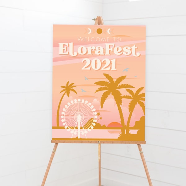 Festival Welcome Sign - Printable Boho Carnival Birthday Party Welcome Sign - Personalized Ferris wheel Sign - Graduation Party Decor - 0012
