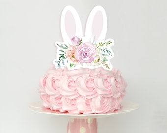 Blumenkrone Osterhasenohren Party Kuchen Topper - Printable Osterhase Geburtstag Cake Topper - Spring Party Decor - APR2021