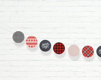 Buffalo Plaid and Tartan Garland - Printable Woodland Party Garland -Party Decor - Instant Download - RWC1