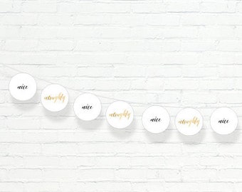 Glam Gold Party Christmas Circle Garland - Printable Gold and Black Party Garland - Kate Spade Inspired Decor - Instant Download - GGC1