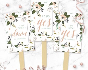 Floral Wedding Dress Shopping Paddles – Bridal Gown Game (PDF)