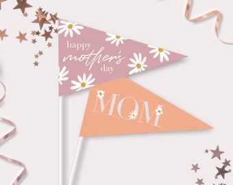 Banderines para mamá: banderines para el Día de la Madre para imprimir como accesorio fotográfico: decoración para fiesta del Día de la Madre en primavera: MAYO DE 2021