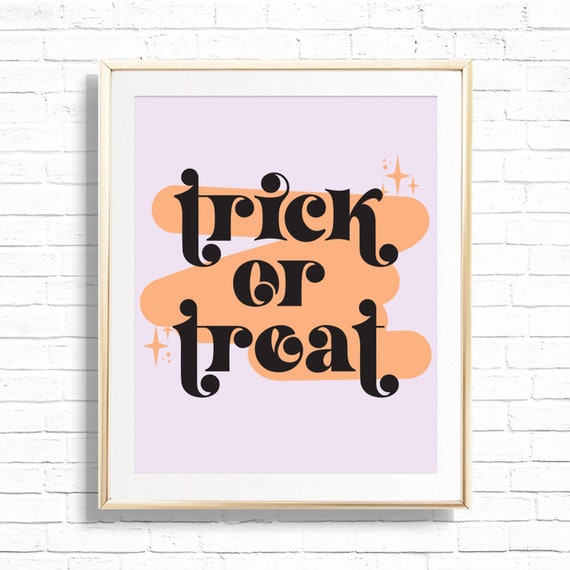 Trick Or Treat Print - Printable 8x10 Halloween Home Decor - Hey Boo Wall Art - Spooky Chic Office Gallery Print - 0049 Il_570xn