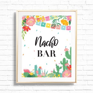 Fiesta Nacho Bar Sign - Printable First Fiesta Taco &#39;Bout A Party 1st Birthday Party Decor - Mexican Cinco De Mayo Art Print - 0072