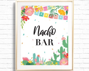 Fiesta Nacho Bar Sign - Printable First Fiesta Taco 'Bout A Party 1st Birthday Party Decor - Mexican Cinco De Mayo Art Print - 0072