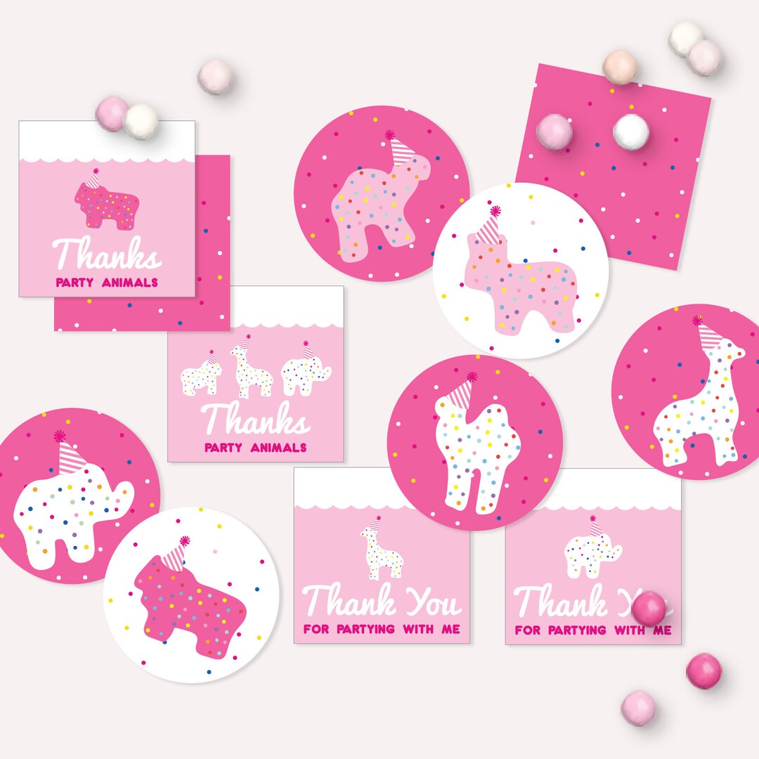 Party Animal Thank You Tags - Printable Circus Animal Frosted Cookie ...