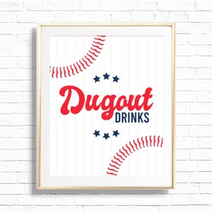 Dugout Drinks Sign - Printable Baseball First Birthday Party Food & drink Table Decor - Sports Team Print - Little Slugger Boy 1st - 0053