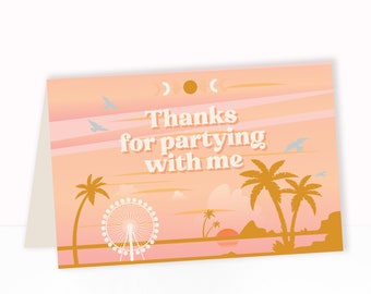 Festival Thank You Card - Printable Boho Music Carnival Birthday Party Favour Gift Tag - Personalized Ferris wheel Girls Night Decor - 0012