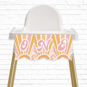 Sonnenschein Hochstuhl Banner - Druckbare erste Reise um die Sonne EINE 1.Geburtstagsparty Wimpelkette - Retro Groovy Hippie Sun Party Decor - 0085