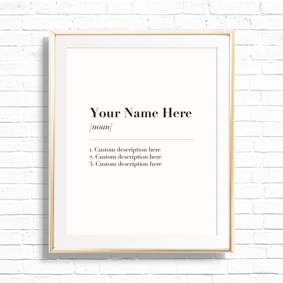 Your Name Here Personalized Description Names Art Print - Custom Printable Name Home Decor - Hanging Wall Sign Gift Il_570xn