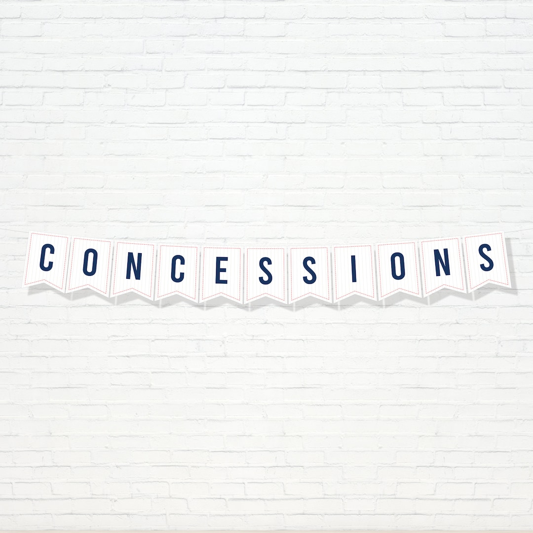 Concessions Stand Banner Printable Classic Baseball Concessions Banner