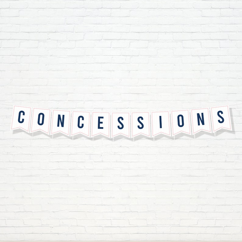 Concessions Stand Banner Printable Classic Baseball Etsy