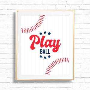 Play Ball0 Sign - Printable Baseball First Birthday Party Activity Table Decor - Sports Team Print - Home Run Boy 1st - 0053