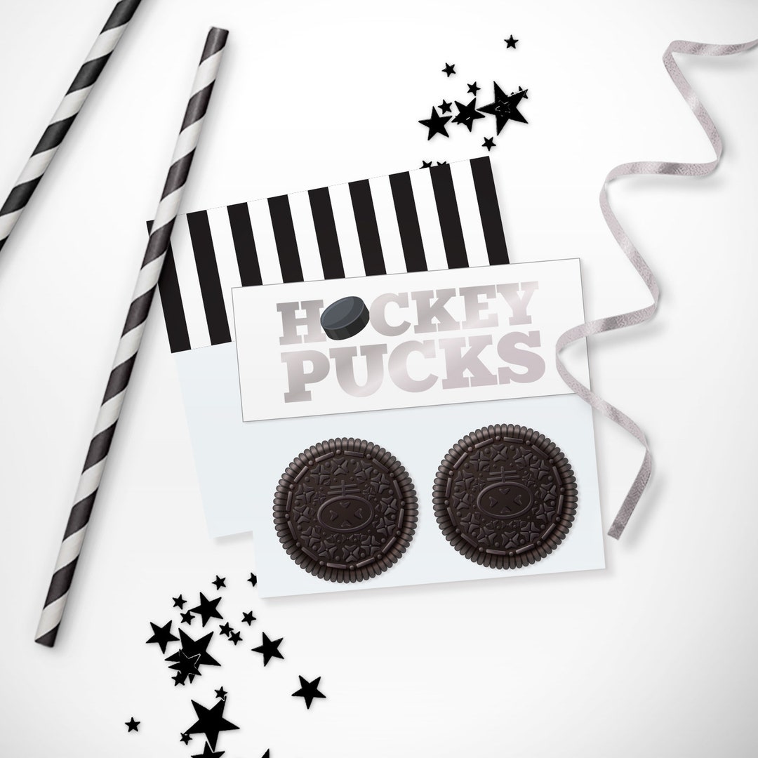 Hockey Pucks Label Printable Ice Skating Hockey Puck Snack Bag Tag