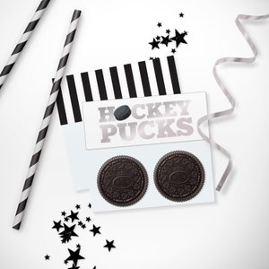 Hockey Pucks Label - Printable Eislaufen Hockey Puck Snack Bag Tag Gastgeschenk - The Great One 1st Birthday Party Decor - 0095