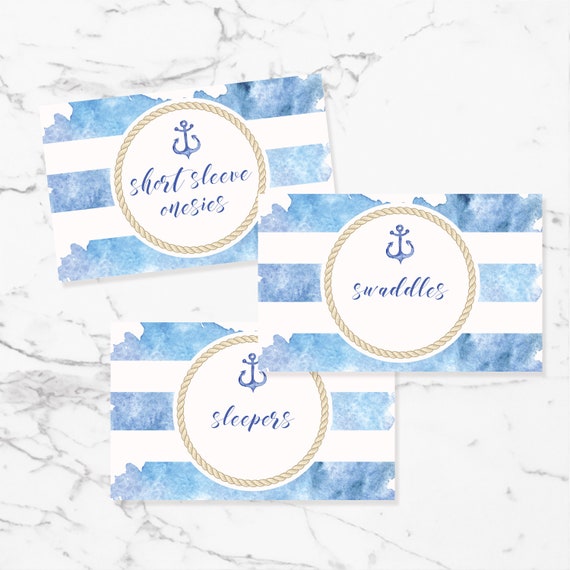 Nursery Drawer Labels - Printable Classic Coastal Nautical Baby Closet Divider Organizer - Baby Shower Decor Gift - Instant - #NauND Il_570xn