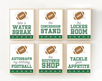 Football Party Sign Bundle - Printable First Year Down Boy Birthday Party Food Table Decor - Sports Team Print -  Boy 1st - 0098