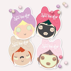 Cartes de spa pour la Saint-Valentin - Journée thermale pour filles à imprimer - Cadeau pour la classe de soins de la peau beauté - Jeux de mots pour la Saint-Valentin - Panier de cadeaux pour soins du visage au spa