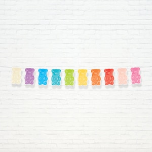 Rainbow Gummy Bear Banner  - Printable Pastel Rainbow Candy Land beary first birthday party Garland - teddy bear picnic Party Decor - 0133