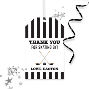 Hockey Favor Tag - Printable Ice Skating 1st Birthday Party Favour Thank You Gift Labels - Personalized The Great One Boy Decor - 0095