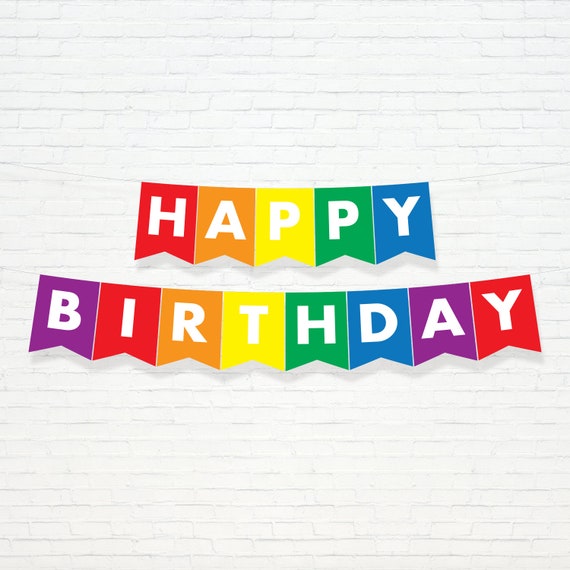 Happy Birthday Banner Bunting Rainbow Happy Birthday Banners