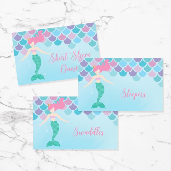 Nursery Drawer Labels Printable Mermaid Under The Sea Baby