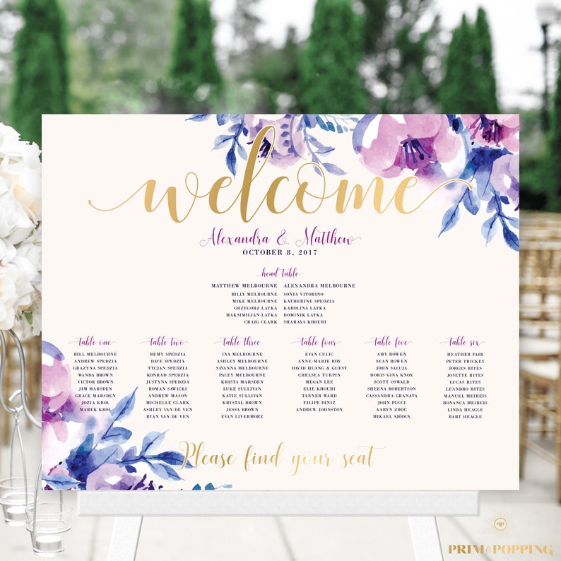 Wedding Seating Chart Melbourne