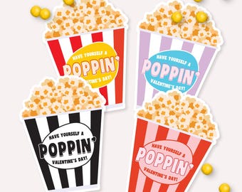 Popcorn Valentines - Popcorn Bag Poppin' Exchange Valentines - Classroom Valentines for Preschool Class - Valentines, Class Gift - 0192
