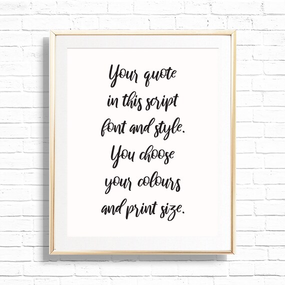 Handwritten Brush Calligraphy Font Custom Quote Art Print - Printable Large Home Decor Art - Personalized Quote Print - Wedding, Christmas Il_570xn