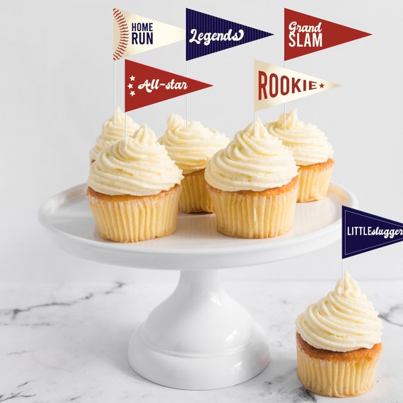 Baseball Cupcake Toppers Printable Vintage Sports Team ONE - Etsy