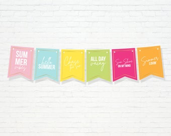 Summer Party Garland - Printable Summer Vacay Quote Decor - Summer Cottage House Party Banner - Instant Download - AUG2020