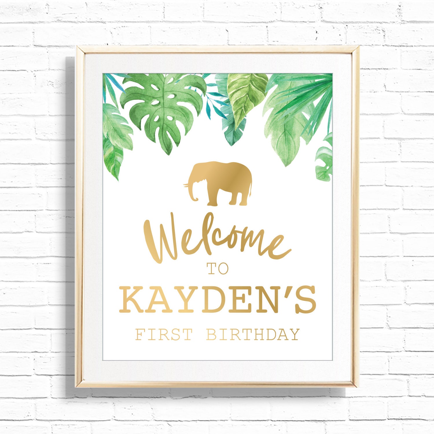 Gold Jungle Animal Safari Birthday Party Welcome Sign | Etsy