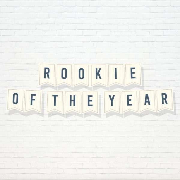 Rookie of the Year Banner - Printable Classic Baseball 1st birthday Bunting Banner - Sports Little Slugger Boy's First Party Decor - 0053