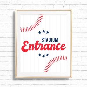 Stadium Entrance Sign - Printable Baseball First Birthday Party Welcome Door Decor - Sports Team Print - Home Run Boy 1st - 0053
