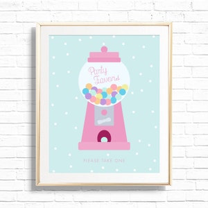Gumball Machine Favors Sign - Printable Bubble Gum Ball Machine Party Favours Print - Candy Land Theme Party Table Sign - Instant  - 0011