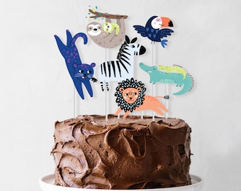 Anniversaire Bebe Safari Gateau Animal Topper Zoo Cake Etsy