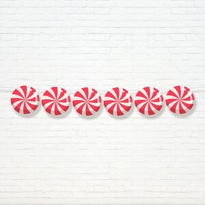 Kerstsnoepbanner - Afdrukbare pepermuntsnoep Swirl Party Garland - Christmas Candy Land Candy Cane Party Decor - Instant - 0065