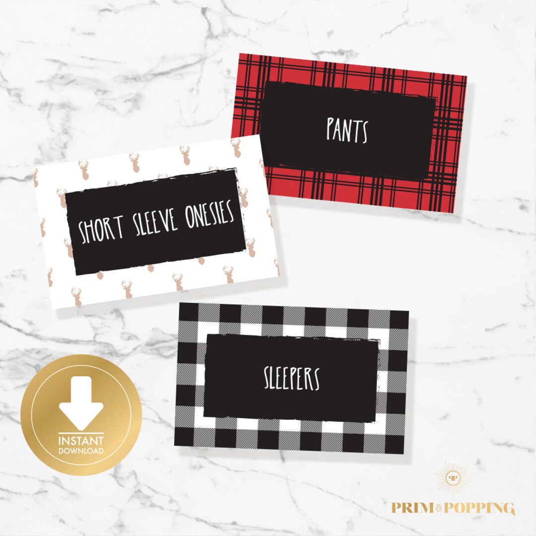 Lumberjack Baby Drawer Divider Labels Printable Baby Labels Etsy