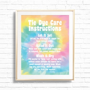 Tie Dye Care Instructions Sign Printable Pastel Rainbow Tie Dye Kids Tie Dye Care Instructions Sign Printable Pastel Rainbow Tie Dye Kids