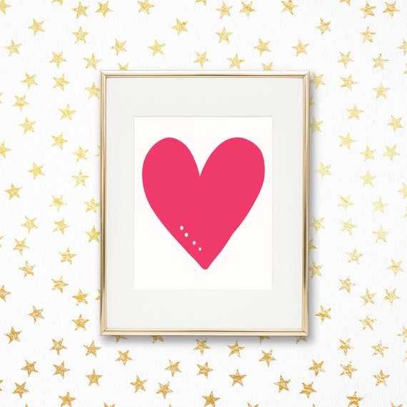Bright Hot Pink Heart Playroom Home Decor Art Print - Printable Bright Boho Rainbow Nursery Poster - Teacher Homeschool Classroom Wall Sign Il_570xn