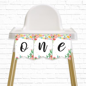 Fiesta Highchair Banner - Printable First Fiesta ONE 1st Birthday Party Bunting Banner - Mexican Cinco De Mayo Birthday Party Decor - 0072
