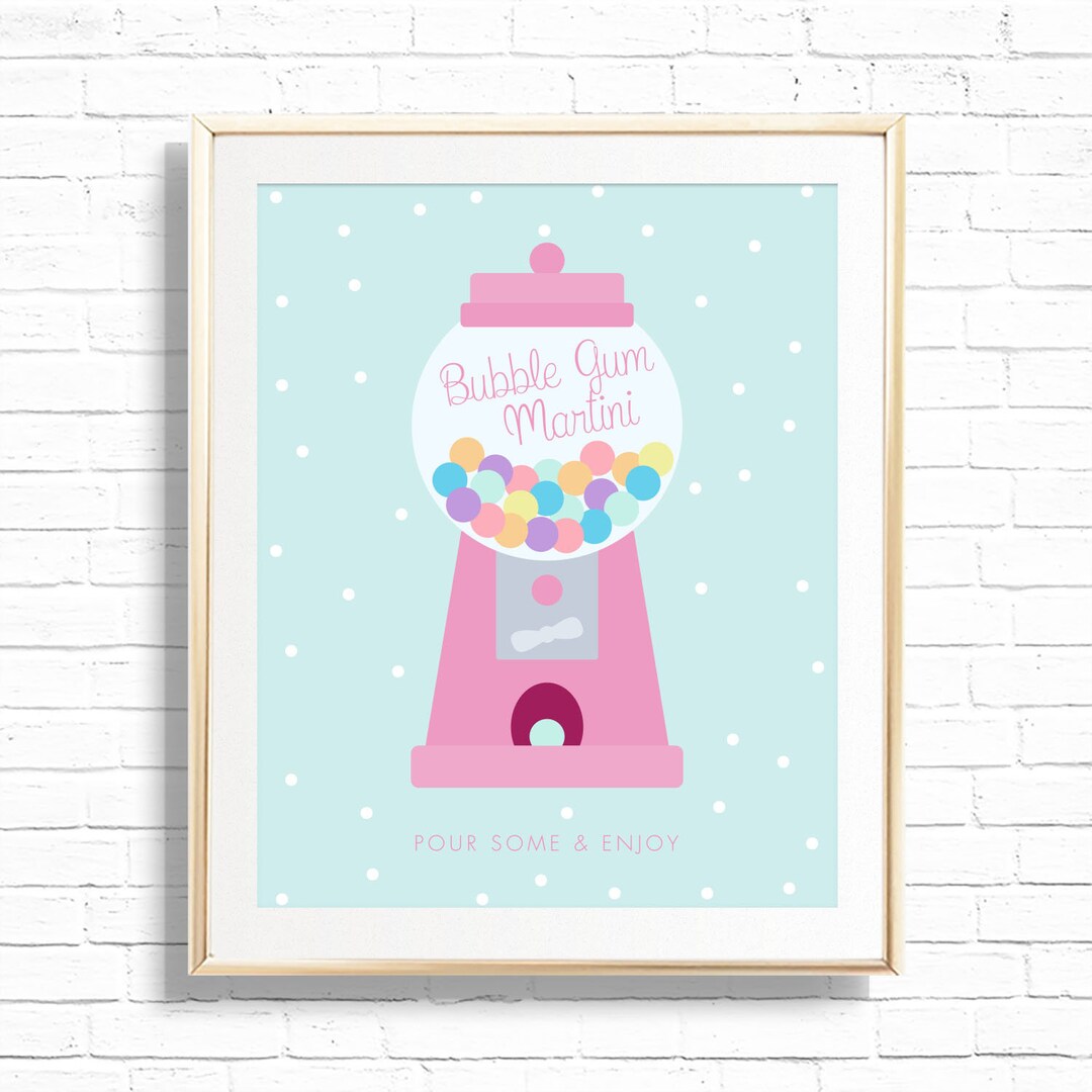 Bubble Gum Martini Sign Printable Gum Ball Machine Birthday - Etsy UK