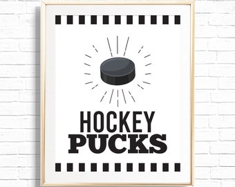 Hockey Pucks Sign - Printable Good Game First Birthday Party Decor Party Gift Favor Table - The Great One Sports Team Themed Print - 0095
