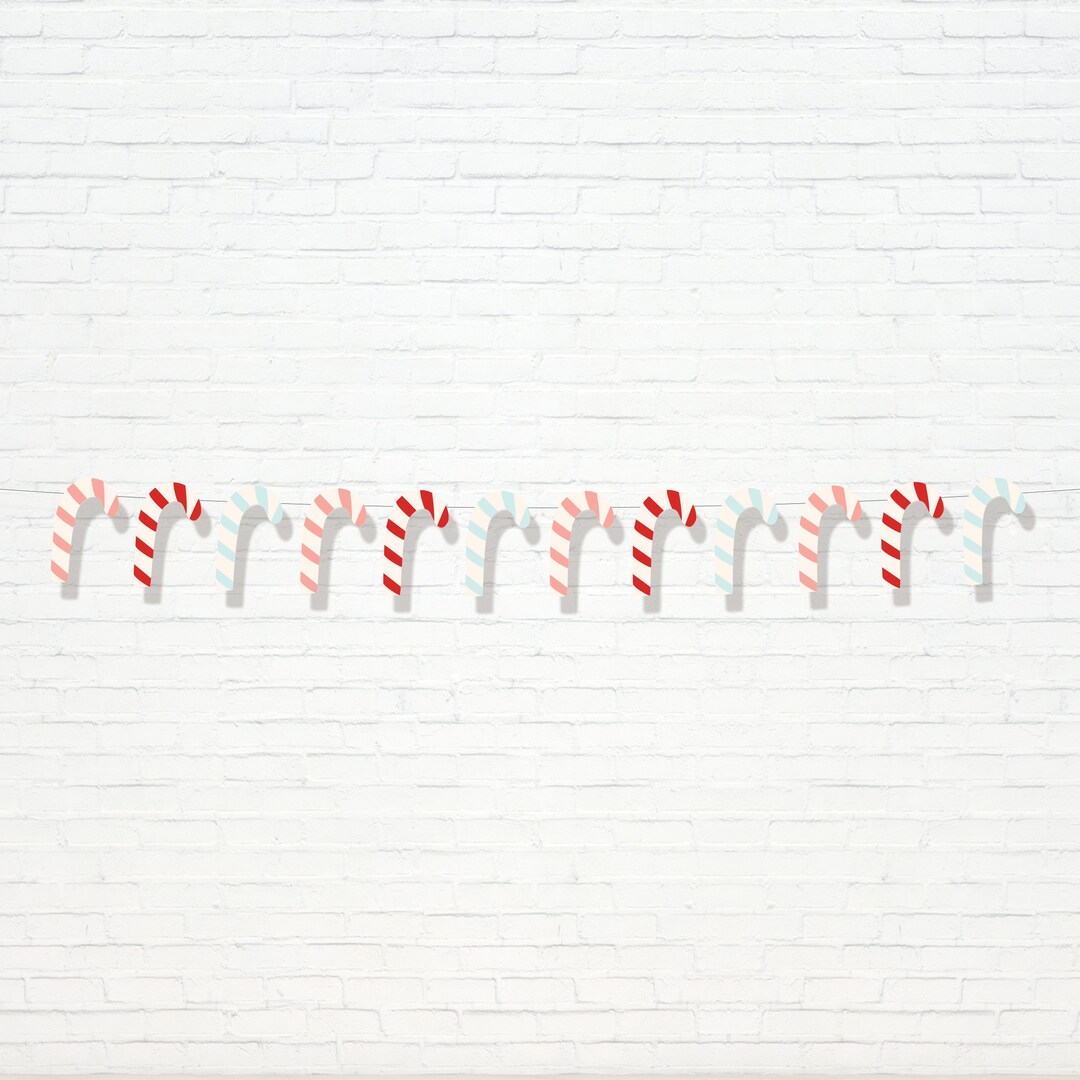 Candy Cane Garland Printable Pink Red Blue Candy Christmas Etsy
