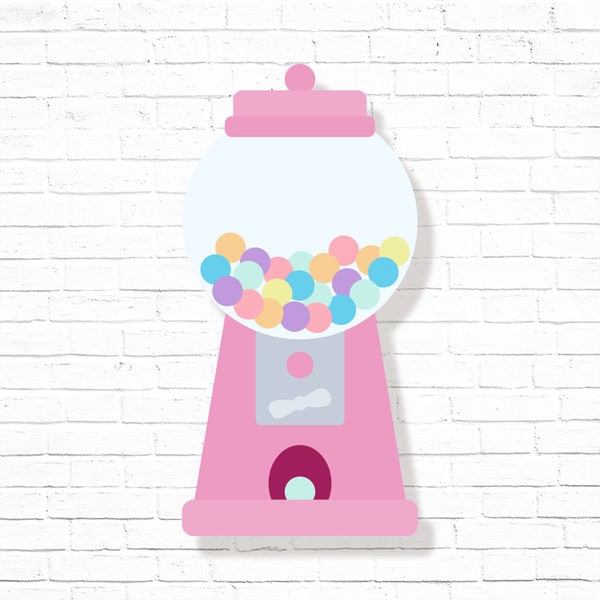 Gumball Machine Centrepiece - Printable Bubble Gum Machine cut out - Candy Land Birthday Party Decor - Bubble Gum sign - 0011